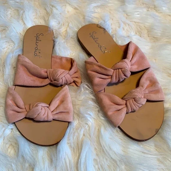 Splendid Barton Knotted Suede Slides in Dark Blush Size 7.5 - Picture 2 of 11
